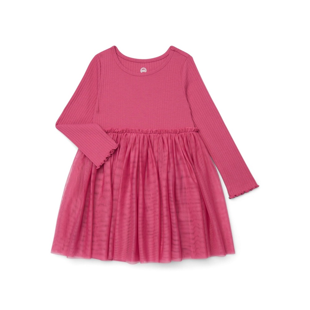(CL) Wonder Nation Girls Rose Mum Long Sleeve Tutu Dress 5T Ribbed Mesh Skirt